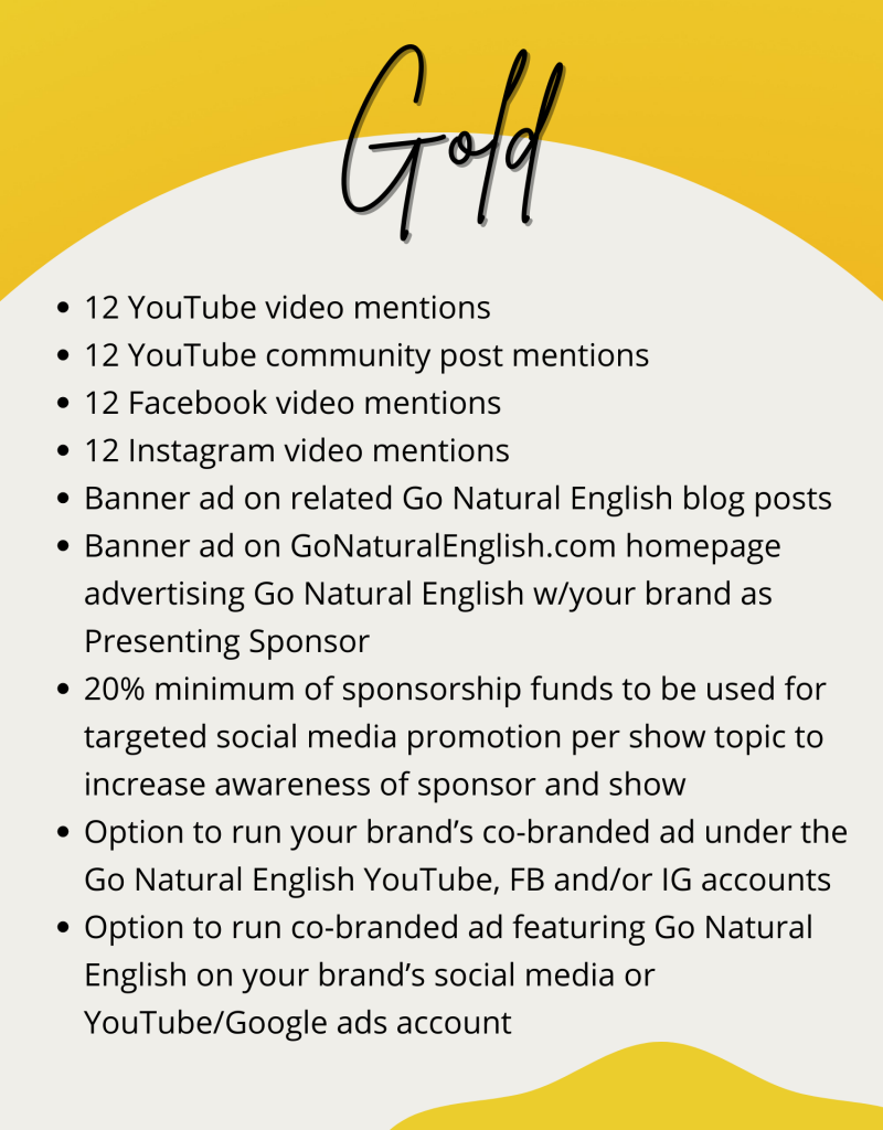 Go Natural English YouTube Sponsorships